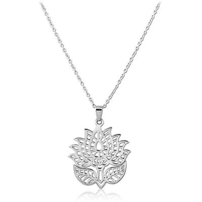 STERLING SILVER 925 NECKLACE WITH THREE TONE PENDANT -FLOWER