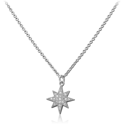 STERLING SILVER 925 JEWELLED NECKLACE WITH PENDANT