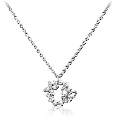 STERLING SILVER 925 JEWELLED NECKLACE WITH PENDANT