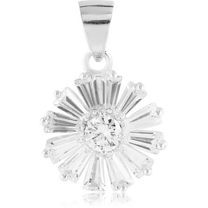 STERLING SILVER 925 JEWELLED PENDANT - FLOWER