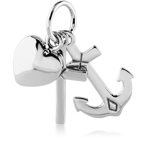 STERLING SILVER 925 PENDANT - ANCHOR CROSS HEART