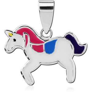 STERLING SILVER 925 PENDANT WITH ENAMEL - UNICORN