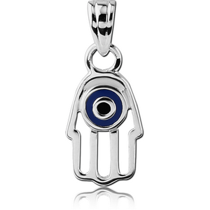 STERLING SILVER 925 PENDANT WITH ENAMEL - HAMSA EVIL EYE