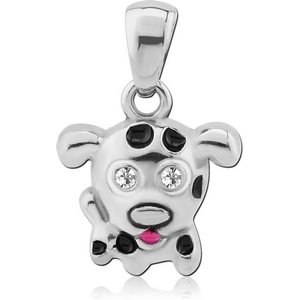 STERLING SILVER 925 JEWELLED PENDANT WITH ENAMEL - DOG