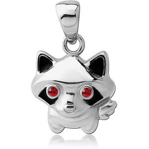 STERLING SILVER 925 JEWELLED PENDANT WITH ENAMEL - RACCOON