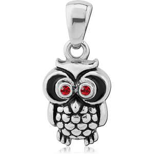 STERLING SILVER 925 JEWELLED PENDANT WITH ENAMEL - OWL