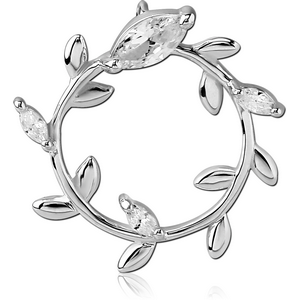 STERLING SILVER 925 JEWELLED PENDANT - LEAF