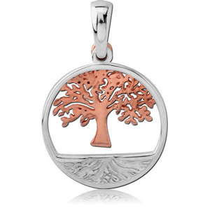 STERLING SILVER 925 TWO TONE PENDANT - TREE OF LIFE