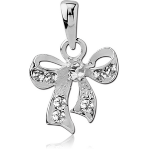 STERLING SILVER 925 JEWELLED PENDANT - BOW