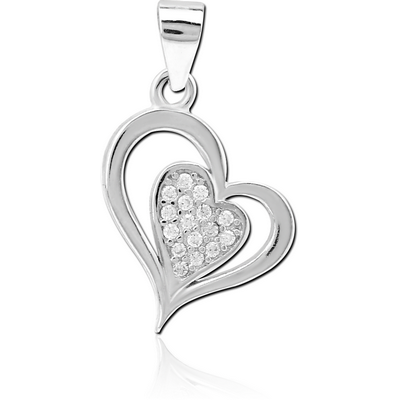 STERLING SILVER 925 JEWELLED PENDANT - TWO HEARTS