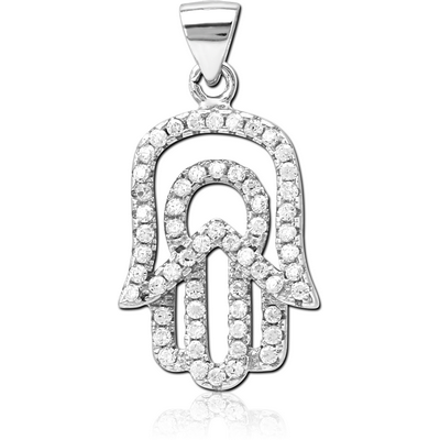 STERLING SILVER 925 JEWELLED PENDANT - HAMSA