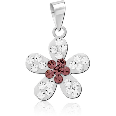 STERLING SILVER 925 JEWELLED PENDANT - FLOWER