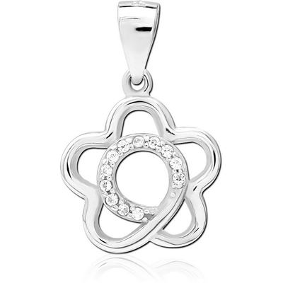 STERLING SILVER 925 JEWELLED PENDANT - FLOWER