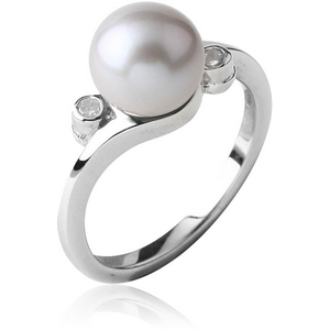 STERLING SILVER 925 JEWELLED RING WITH SHELL PEARL