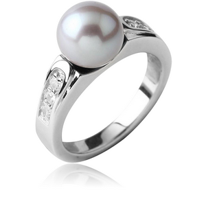 STERLING SILVER 925 JEWELLED RING WITH SHELL PEARL