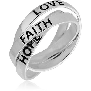 STERLING SILVER 925 RING - STACK THREE RINGS LOVE FAITH HOPE