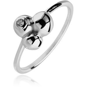 STERLING SILVER 925 JEWELLED RING - THREE DOTS