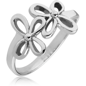 STERLING SILVER 925 RING - TWO FLOWERS