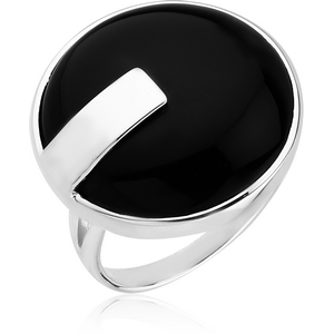 STERLING SILVER 925 RING WITH ONYX - ROUND