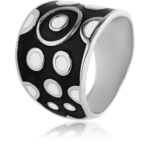 STERLING SILVER 925 RING WITH ONYX - DOTS