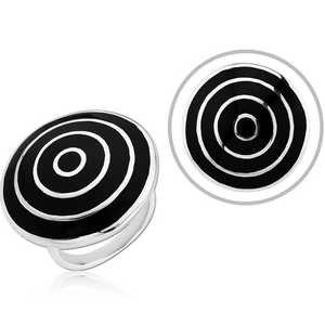 STERLING SILVER 925 RING WITH ONYX - CIRCLES