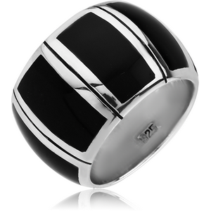 STERLING SILVER 925 RING WITH ONYX - RECTANGLES