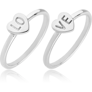 STERLING SILVER 925 RING - STACK TWO RINGS LO VE