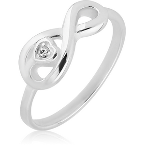 STERLING SILVER 925 JEWELLED RING - INFIRNITY WITH HEART