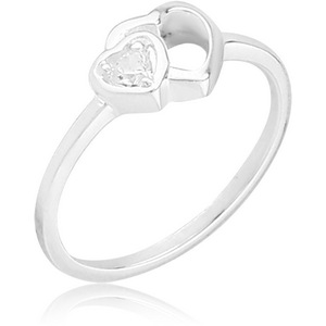 STERLING SILVER 925 JEWELLED RING - TWO HEARTS