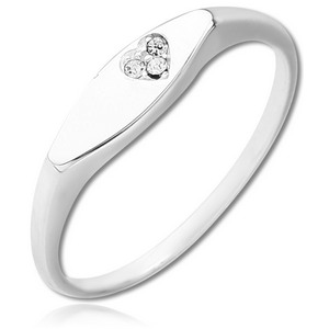 STERLING SILVER 925 JEWELLED RING - FLAT FACE
