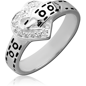 STERLING SILVER 925 JEWELLED RING - HEART BELT BUCKLE
