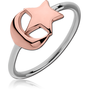 STERLING SILVER 925 TWO TONE RING - CRESCENT AND STAR