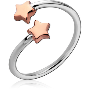 STERLING SILVER 925 TWO TONE OPEN RING - STAR