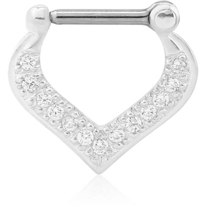 STERLING SILVER 925 JEWELLED HINGED SEPTUM CLICKER