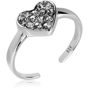 STERLING SILVER 925 JEWELLED TOE RING - HEART