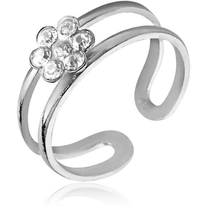 STERLING SILVER 925 JEWELLED TOE RING - FLOWER