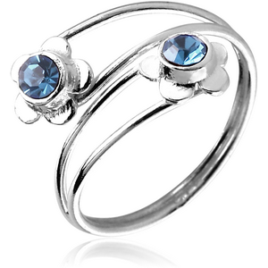 STERLING SILVER 925 JEWELLED TOE RING - TWO FLOWERS