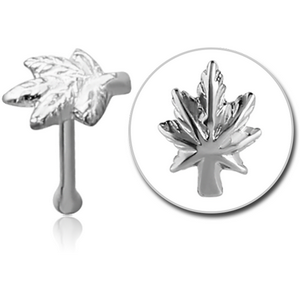 STERLING SILVER 925 NOSE BONE - MARIJUANA LEAF