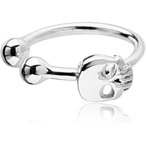 STERLING SILVER 925 ILLUSION NOSE RING WITH SKULL