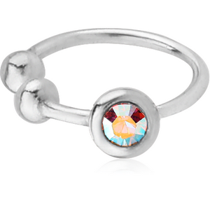 STERLING SILVER 925 JEWELLED ILLUSION NOSE RING WITH BALL