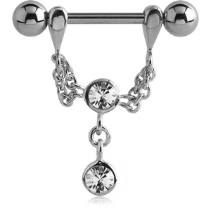 STERLING SILVER 925 JEWELLED CHAIN NIPPLE STIRRUP