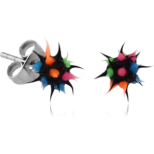 SILICONE SPIKEY BALL EAR STUDS PAIR