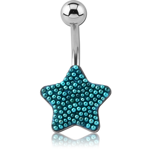 SURGICAL STEEL STAR MULTICOLOUR BALLS NAVEL BANANA