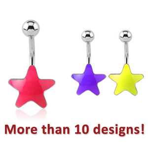 SURGICAL STEEL STAR ENAMEL BALLNAVEL BANANA