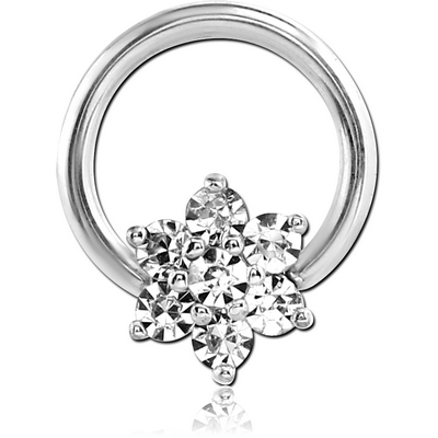 TITANIUM BALL CLOSURE RING WITH SURGICAL STEEL PRONG SET JEWELLED ATTACHMENT - STAR