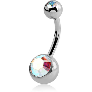 TITANIUM DOUBLE OPTIMA CRYSTAL JEWELLED NAVEL BANANA