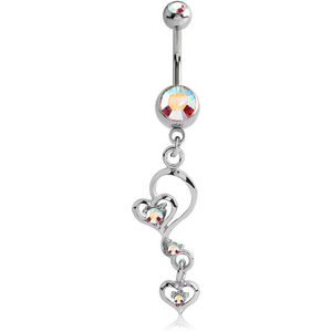 TITANIUM JEWELLED NAVEL BANANA WITH CHARM