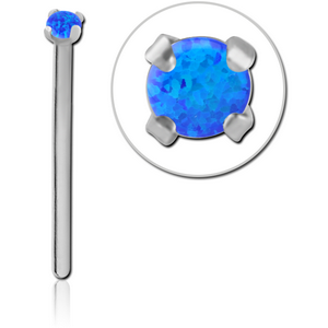 TITANIUM STRAIGHT PRONG SET 2 MM JEWELLED TITANIUM NOSE STUDS WITH SYNTHETIC OPAL