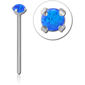 TITANIUM STRAIGHT PRONG SET 3 MM JEWELLED TITANIUM NOSE STUDS WITH SYNTHETIC OPAL