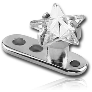 TITANIUM INTERNALLY THREADED DERMAL ANCHOR WITH STAR PRONG SET JEWEL